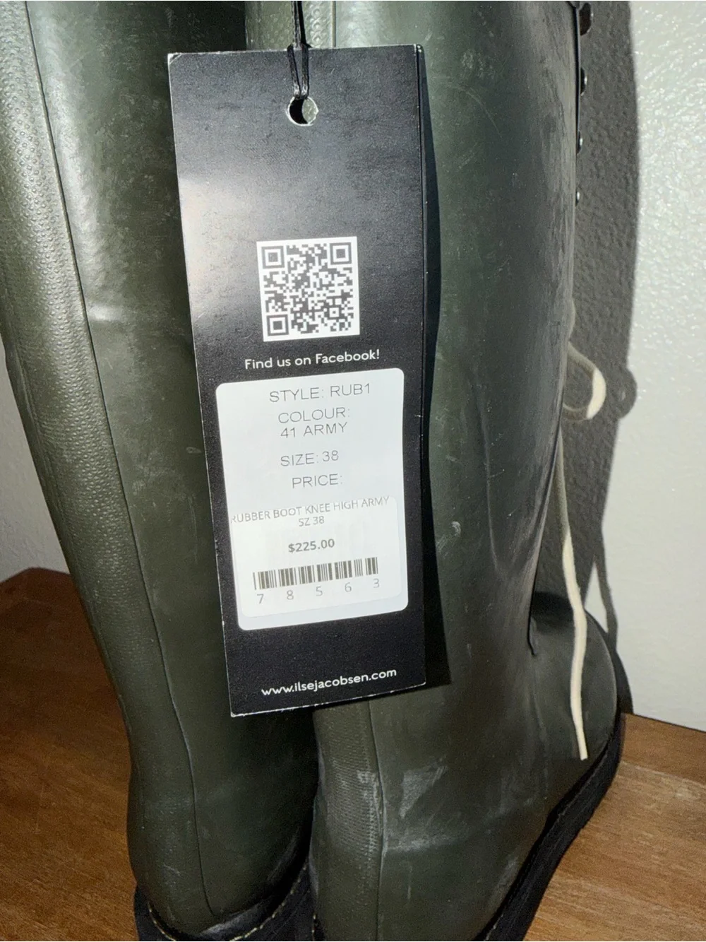 Ilse Jacobsen Dark Green Lace-Up Knee Boots with White Laces